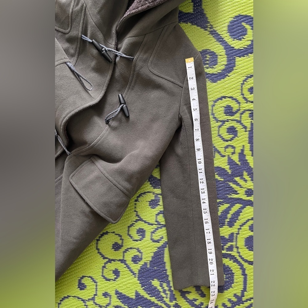 M0851 WOOL DUFFEL HOODED COAT SIZE 2 Gray/ Green Made In Canada - Picture 14 of 16